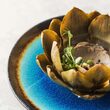 Farfurie Fine Dine, colectia Lazur, diametru 254 mm, portelan decorat manual