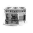 Aragaz electric Hendi Kitchen Line cu 6 plite si cuptor convectie 18.6W GN1/1, Inox, 1200x700x (H) 900 mm