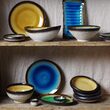 Farfurie Fine Dine, colectia Lazur, diametru 207 mm, portelan decorat manual