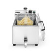 Friteuza electrica profesionala, Hendi Mastercook cu robinet scurgere ulei, Inox, 8 lt, 3500 W, temperatura reglabila pana la 195 gr C, termostat, 515x300x(H)345 mm