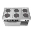 Aragaz electric Hendi Kitchen Line cu 6 plite si cuptor convectie 18.6W GN1/1, Inox, 1200x700x (H) 900 mm