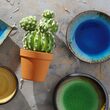 Farfurie Fine Dine, colectia Lazur, diametru 207 mm, portelan decorat manual