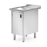 Masa chiuveta cu dulap cu usa rabatanta - sudata, 1 chiuveta, adancime: 700 mm., HENDI, Profi Line, 500x700x(H)850m