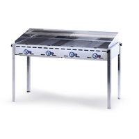 Grill barbecue - Hendi Green Fire - 4 arzatoare - alimentare gaz - pe suport cu roti