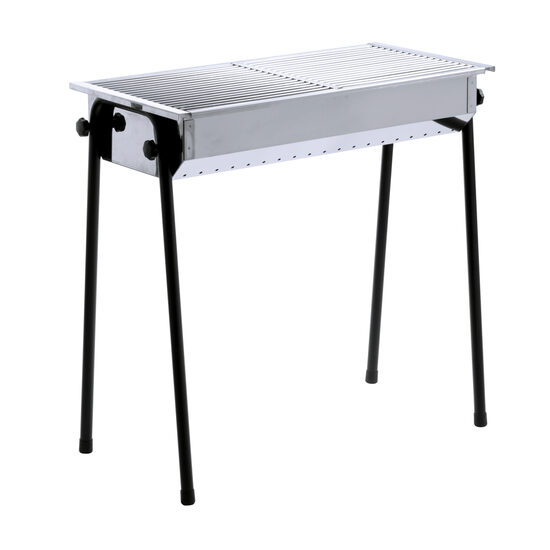 Gratar carbuni, Hendi Patio, inox, cu 2 gratare x 34.5x34.5 cm fiecare, dimensiuni exterioare 77x38x84 cm
