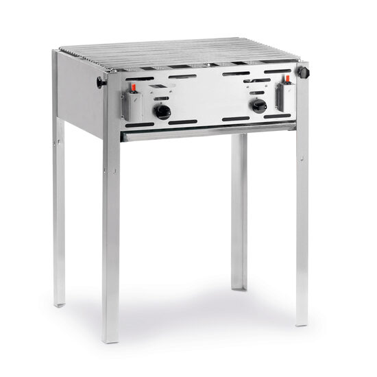 Gratar profesional pe gaz Hendi Master Maxi, cadru inox, 11.6 kW, incluse: gratar cromat, tava emailata 59x48 cm, furtun gaz, regulator presiune incluse, 65x54x(H)84 cm