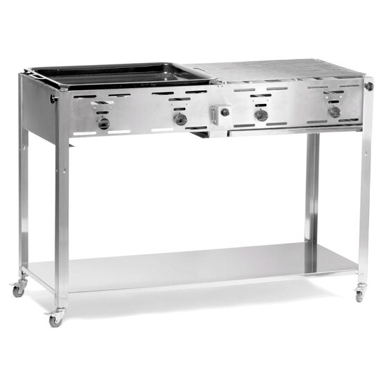 Grill Hendi Master model Quattro, 4 arzatoare, Inox, alimentare gaz, aprindere electrica, consum 0,8 mA³/h, 22 kW, Inox