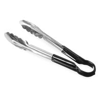 Cleste servire aperitive, salata, inox cu maner PVC negru, lungime 25 cm, Hendi