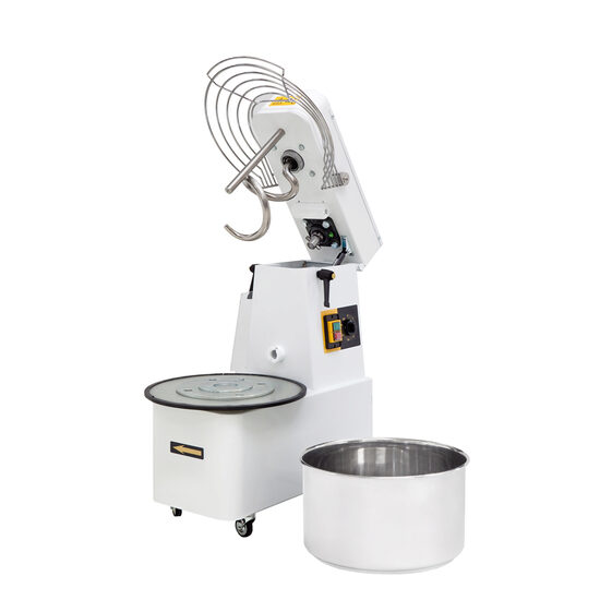Malaxor profesional spirala cu vas detasabil 1 viteza echipat cu roti pivotante vas, capac si spirala din inox 18/10 Hendi 41 litri, capacitate maxima incarcare 35 Kg, productivitate 112 Kg, 1100 W 480x805x(H)870 mm