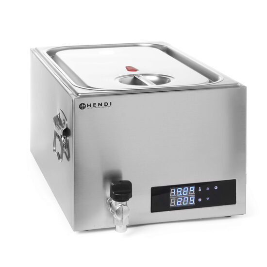 Готварски уред тип Sous-vide, 20 л, Hendi, 600W, регулируем термостат 45-90 gr C, вътрешни размери GN1/1 - 530x325 mm, корпус от неръждаема стомана, 60x33x(H)30 cm, подходящ и за професионална употреба