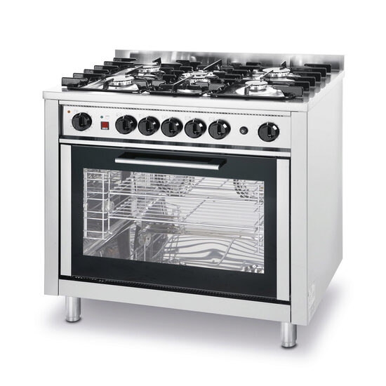 Masina de gatit, 5 arzatoare pe gaz si cuptor electric, Hendi, 14,3kw, 900x655x(H)850/900 mm