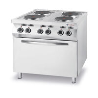 Aragaz electric Hendi Kitchen Line cu 4 plite si cuptor convectie 400 W GN1/1 800x700x(H)900 mm