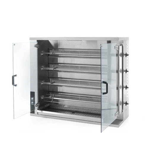 Rotisor gaz profesional pentru 16 - 20 pui 4 viteze de rotatie 1150x472x(H)981 mm Inox Hendi