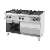 Aragaz profesional pe gaz Hendi Kitchen Line cu 6 arzatoare Inox 28.5 kW 1200x700x(H)900 mm