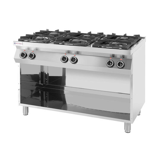 Aragaz profesional pe gaz Hendi Kitchen Line cu 6 arzatoare Inox 28.5 kW 1200x700x(H)900 mm