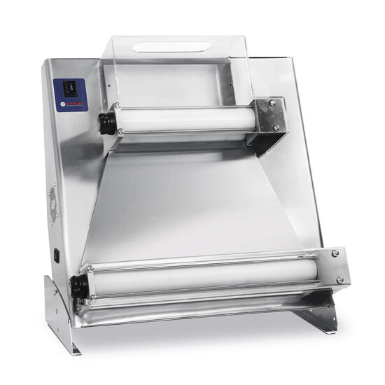 Aparat electric pentru formatare aluat de pizza sau paste, Hendi 500, 2 Role 370W diametru disc aluat de la 26 cm pana la 45 cm 635x410x(H)680 mm