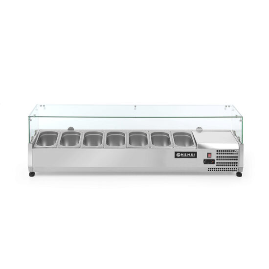 Vitrina frigorifica tip display, capacitate 5 x GN 1/4, ARKTIC by Hendi, corp inox, interval temperatura +2/+8 gr C,1200x335x(H)430