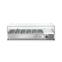 Vitrina prezentare Hendi, interval temp. -2/8?C, 180W, corp inox, ARKTIC by Hendi, 1405x395x(H)430 mm, 6 vase  GN 1/3