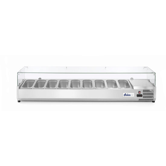 Vitrina prezentare Hendi, interval temp. -2/8?C, 180W, corp inox, ARKTIC by Hendi, 2005x395x(h)430 mm, 9 vase  GN 1/3