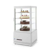 Vitrina rece pt prezentare, alba, 68 lt, interval temp 0-12 gr C, 170 W, 3 rafturi reglabile pe inaltime, ARKTIC by Hendi, 452x406x(H)891 mm, Clasa energetica C