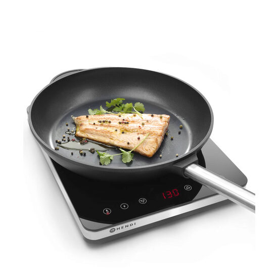 Plita cu inductie profesionala, Hendi, model 2000W, control digital, corp inox, 296x370x(H)46 mm