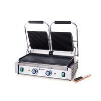 Contact grill Hendi - versiune dubla - partea superioara striata si cea inferioara neteda, electric