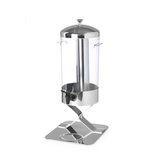 Dispenser profesional pentru suc 5 litri, sistem racire cu cuburi gheata, corp inox, cuva policarbonat, robinet anti-picurare, Hendi, 28x22x(H)51 cm