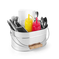 Set rustic tacamuri si servetele, Hendi, tip galeata, 245x167x(H)132, otel galvanizat