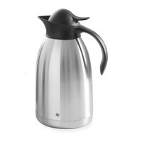 Cana termos 2 lt, pereti dubli inox, Hendi, capac cu sistem de apasare negru, 14.5 x 26 cm
