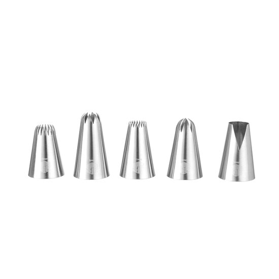 Set 5 x Varfuri ornare prajituri, zimtate, din otel inoxidabil 18/8, Hendi