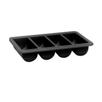 Тава за прибори, 4 отделения, GN 1/1, 530x325x(H)100 mm, черен полипропилен, Hendi