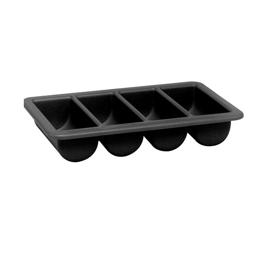 Тава за прибори, 4 отделения, GN 1/1, 530x325x(H)100 mm, черен полипропилен, Hendi