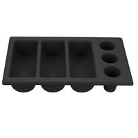 Tava Hendi pentru tacamuri, polietilena neagra, 6 sectiuni, 530x325x(H)105 mm