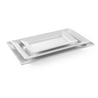 Platou servire dreptunghiular, Hendi, 36 x 20.5 x (H) 3.8 cm, melamina alba rezistenta la socuri