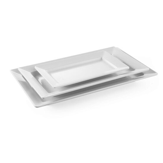 Platou servire dreptunghiular, Hendi, 49.5 x 27 x (H)5.6 cm, melamina alba rezistenta la socuri