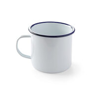 Cana 520 ml , 100x(H)90 mm, otel emailat alb cu margini albastre, Hendi