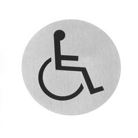 Semn Hendi pentru usa - Handicap- 75 mm, otel inoxidabil