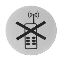 Semn Hendi pentru usa - Folosirea telefonului mobil interzisa - 75 mm, otel inoxidabil
