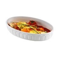 Vas cuptor portelan alb termorezistent pana la 600 gr C, oval, Hendi, 220x130 mm