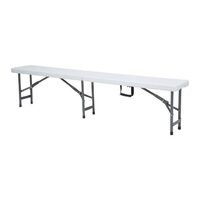 Banca de catering, cu pliere tip valiza, Hendi, Alb, structura metalica, blat polipropilena, interior/exterior, capacitate maxima de incarcare 200 kg, 1830x300x(H)430mm