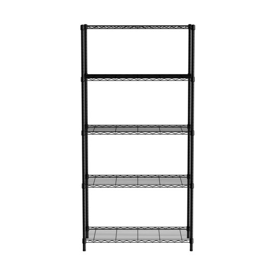 5 рафта метален рафт за съхранение, поддържа 80 кг/рафт, стомана, 455x910x(H)1830 mm, Hendi, регулируеми крака