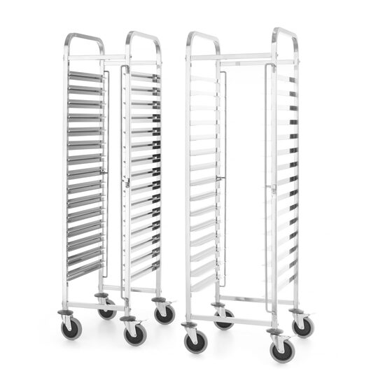 Количка за транспортиране на тави 15x 600x400, Hendi, Kitchen Line, 15 водача за тави 600x400, сребриста, 470x620x(H)1735mm