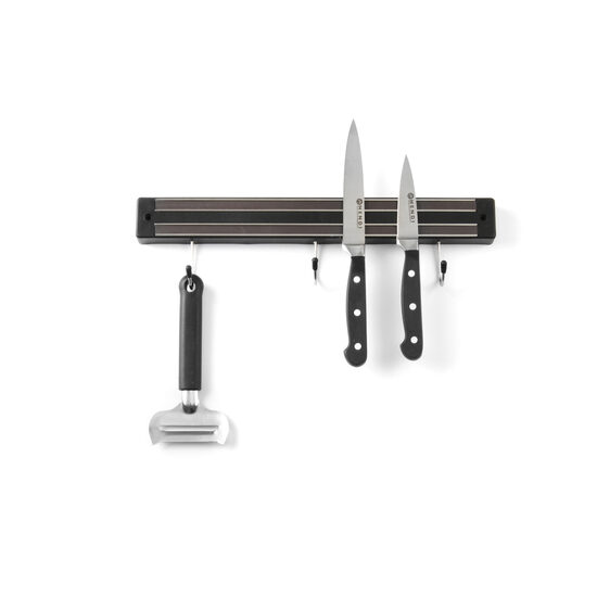 Suport magnetic pentru cutite, 60 cm, cu 6 carlige agatare, Hendi