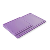 Tocator violet, 26.5x32.5x(H)1.2 cm - GN1/2, cu sant de scurgere, polietilena HDPE 500, respecta normele de igiena HACCP, Hendi