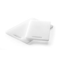 Tocator universal alb cu maner, 300x200x(H)10 mm, Hendi, polietilena HDPE, ambele parti potrivite pentru taiere, potrivit si la uz profesional