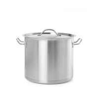 Oala medie cu capac, 17 Lit, 28 cm diametru x 28 cm inaltime, Budget Line, inox18/0, structura solida cu grosime 4 mm, manere nituite dublu, gama Hendi Budget Line