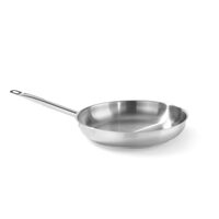 Tigaie profesionala din inox, 24 cm diametru x 4,5 cm inaltime, Hendi Profi Line, potrivita pentru toate sursele de caldura,