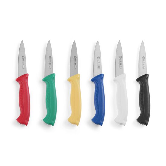 Set de 6 cutite medii bucatarie profesionale, certficate igiena HACCP, Hendi, lama 80 mm, lungime totala 185 mm