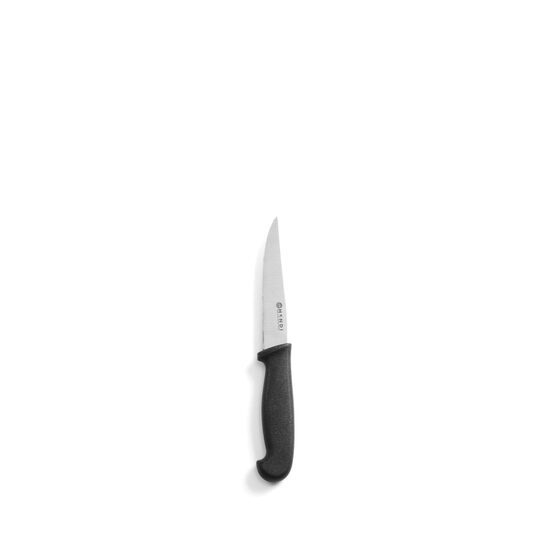 Cutit universal, lama zimtata din inox de 10 cm, lungime cutir 20,5 cm, maner negru, Hendi