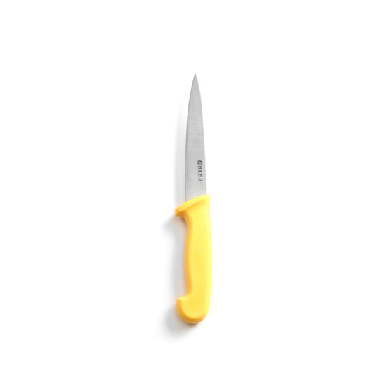 Cutit bucatarie, 15/30 cm, lama inox grosime 0.9 mm, ideal pt filetat, maner galben, respecta normele de igiena HACCP, Hendi, potrivit si pentru uz profesional